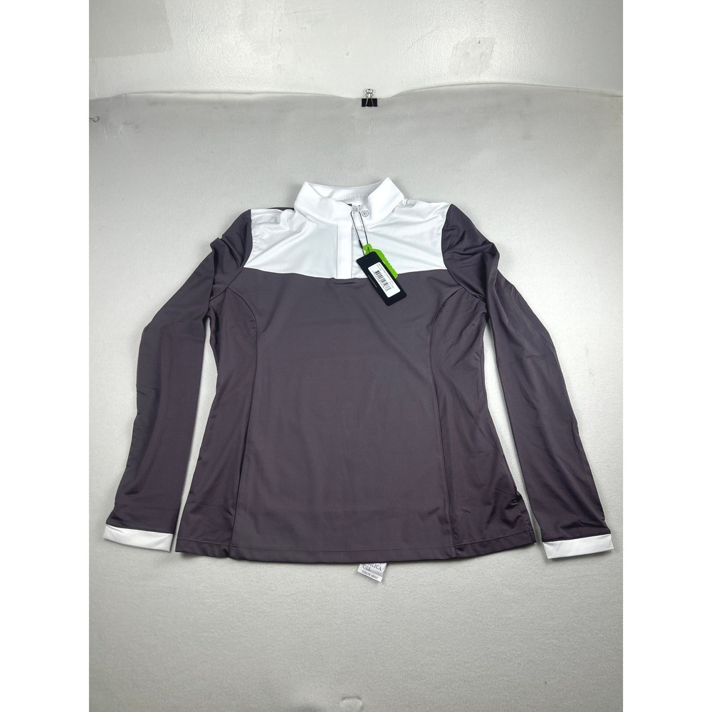 Equestrian Stockholm Fine Line Competition Top White Dark Violet Purple Large